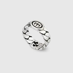 Gucci .925 Silver Link Ring Black